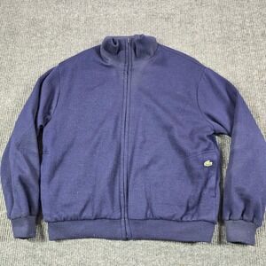 Vintage Izod Lacoste Jacket Mens XL Blue Nylon Bomber Lined Full Zip Reversible
